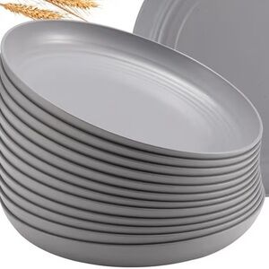 Set of Gray Dinner Plates 12